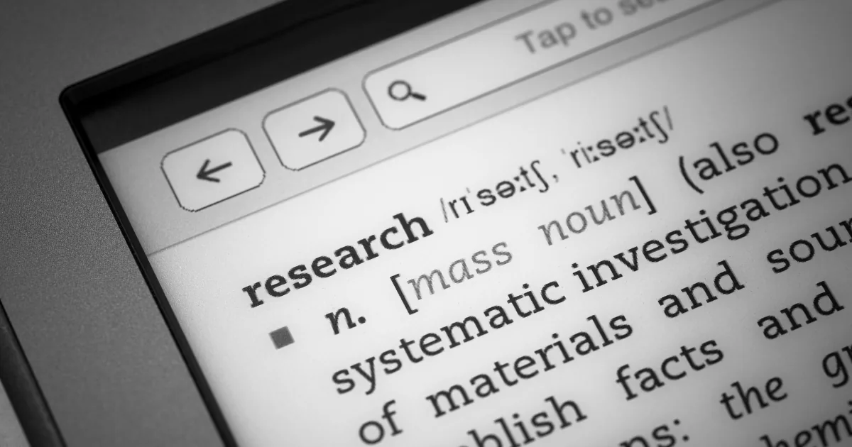 image showing the definition of research